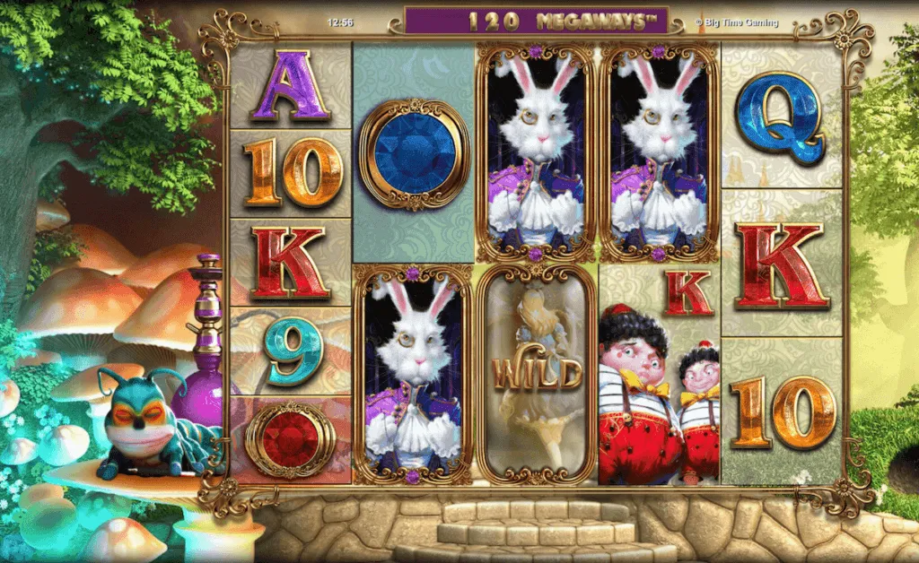 White Rabbit Megaways slot avec symboles Wild et bonus